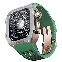 XNWKF Gummiband, Titan-Lünette für Apple Watch 6/5/4/SE, Apple Mod Watch, Zubehör, Ersatz-Titan, Luxus-Hülle, kompatibel mit iWatch Serie 44 mm, mit Werkzeug