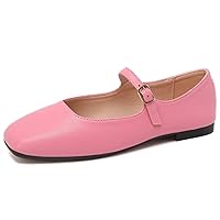 Hee grand Women Square Toe Mary Jane Shoes Cute Bow-Knot Ballet Shoes Solid Slip-On Flats Dress Shoes