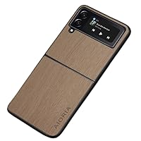 Creative Wood Grain Wear Resistant Phone Case Back Cover for Samsung Galaxy Z Flip 3/Z Flip 4 5G, Soft TPU Border Shockproof Shell(Light Gray,Z Flip 4)