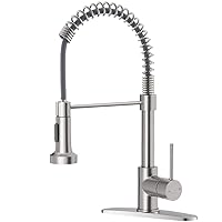OWOFAN Kitchen Faucet with Pull Down Sprayer Brushed Nickel Stainless Steel Single Handle Pull Out Spring Sink Faucets 1 Or 3 Hole Dual Function for Farmhouse Camper Laundry Utility Rv Wet Bar