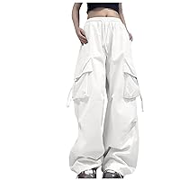 Women's Cargo Pants Y2K Wide Leg Pants High Waisted Baggy Pants Trendy Trousers Loose Hiking Pants with Pockets