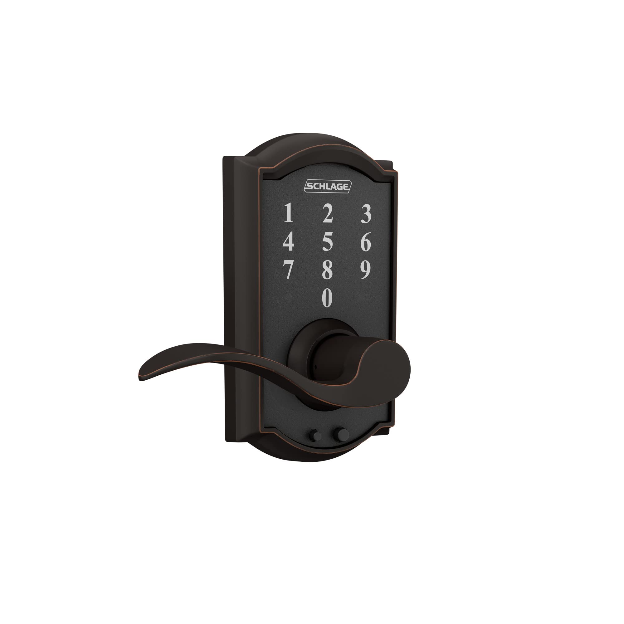 Schlage FE695 CAM 716 ACC Touch Camelot Lock with Accent Lever, Electronic Keyless Entry Lock, Aged Bronze