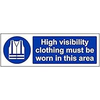 V Safety Eco Friendly Mandatory PPE - High Visibility Clothing Must Be Worn In This Area - 300 X 100mm