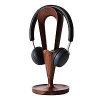Headphone Holder Headphone Stand, Walnut Wood Headphone Stand Headset Holder for Desk, Support Dual Headsets Suspension for PC Gaming, Office Headset Stand (Color : Brass)