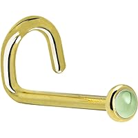 Body Candy Solid 14k Yellow Gold 2mm Genuine Peridot Left Nose Stud Screw 20 Gauge 1/4