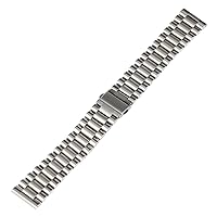 Fold-Over Clasp Design Stainless Steel Watch Band Strap Curved End Silver Width 20MM 22MM