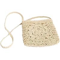 Women Straw Handbag Mini Summer Beach Rattan Tote Bag Crossbody Shoulder Top Handle Handbag Handmade Purse Clutch Bag (Color : White)