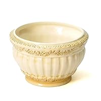 Portuguese Ceramic Flower Pot, Brown, Gothic, Antique Style, 5.9 inches (15 cm), with Bottom Hole Hole psu-h1301