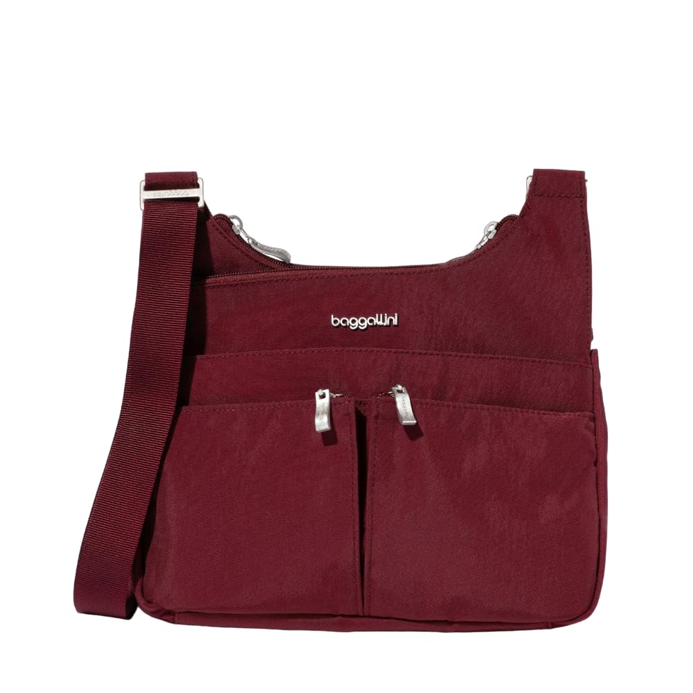 Baggallini Cross Over Crossbody Bag for Women - Lightweight Water-Resistant Nylon Travel Bag - Adjustable Strap Extar Pockets