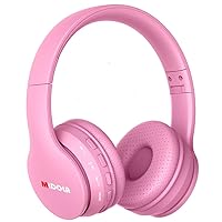 Headphones Bluetooth Wireless Kids Volume Limit 85dB /110dB Over Ear Foldable Noise Protection Headset/Wired Inline AUX Cord Mic for Children Boy Girl Travel School Phone Pad Tablet PC Pink