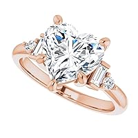 925 Silver, 10K/14K/18K Solid Gold Moissanite Engagement Ring, 2.5 CT Heart Cut Handmade Solitaire Ring, Diamond Wedding Ring for Women/Her Anniversary Propose Rings, VVS1 Colorless