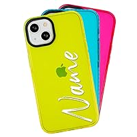 Case for iPhone 15 Plus Personalized with Your Name, Protector for iPhone 15 Plus Customizable Heavy Duty, Case for iPhone 15 Plus Customized, iPhone 15 Plus Neon Yellow