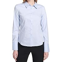 Calvin Klein Womens Button Up Cotton Shirt Size 14 Color Baby Blue