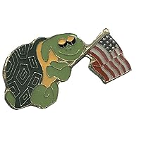 Turtle Carrying American Flag Bike Motorcycle Hat Cap Lapel Pin LOT OF 50 PINS HP471