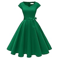 Kingfancy Women Vintage 1950s Dress Retro Cocktail Party Swing Dresses with Cap Sleeves