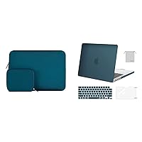 MOSISO Compatible with MacBook Pro 14 inch Case A2442, Neoprene Sleeve Bag&Plastic Hard Shell&Keyboard Cover&Screen Protector&Storage Bag, Deep Teal
