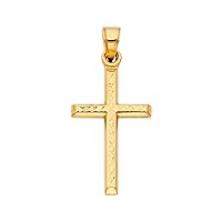 14KY Religious Cross Pendant | 14K Yellow Gold Christian Jewelry Jesus Pendant Locket For Women Men | 25 mm x 16 mm Gold Chain Pendants | Weight 0.7 grams