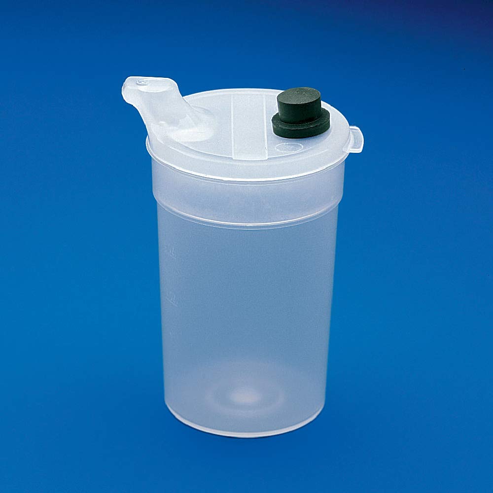 SP Ableware Flo-Trol Vacuum Feeding Cup and Lid with Soft Rubber Air Release Button - Plastic, Translucent (745850000)