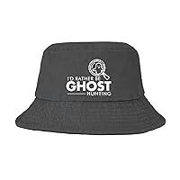 I'd Rather Be Ghost Hunting Bucket Hat Bucket Hat Trendy Mens Hats for Dance Accessories for Travel Must Haves Wash Black
