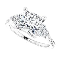 JEWELERYIUM Excellent Princess Cut 2 Carat, Moissanite Wedding Set, Wedding/Bridal Ring Set, Solitaire Halo, Proposal Ring, VVS1 Clarity, Jewelry Gift for Women/Her