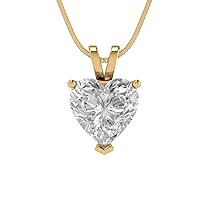 Clara Pucci 2.0 ct Heart Cut Genuine Lab Created Grown Cultured Diamond Solitaire VVS1-2 G-H 18K White Gold Pendant with 18