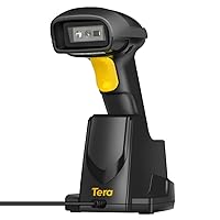 Tera Wireless 1D 2D QR Barcode Scanner with USB Charging Base Handheld Bar Code Reader Scanner Automatic Sensing Fast Precise Scanner HW0005