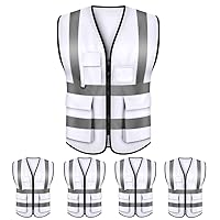 5 Packs White Safety Vest, Incident Command Vest with 5 Pockets and High Visibility 2