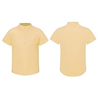 YiZYiF Big Boys School Uniform Oxford Dress Shirt Button Down Tops Short Sleeve Casual Shirts 3-12 Years