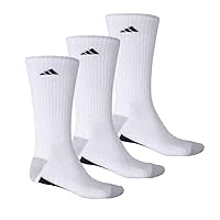 Adidas Men's 3 Pair Cushioned Crew Socks (WHITE, Shoe Size: 6-12)
