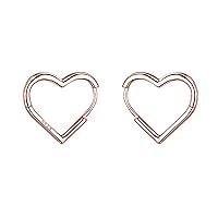 Reffeer Solid 925 Sterling Silver Heart Earrings Hoop Minimalist Sleeper Huggie Earrings For Women Teens
