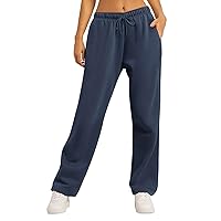High Waisted Sweatpants for Women Elastic Drawstring Straight Leg Sweatpants Baggy Lounge Pants with Pockets
