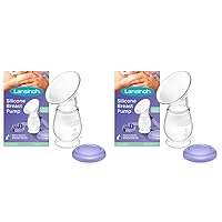 Lansinoh Silicone Breast Pump for Breastfeeding with Suction Base, 4 Ounces, Portable and Lightweight, Includes Neck Strap and Protective Lid, 1 Count (Pack of 2)