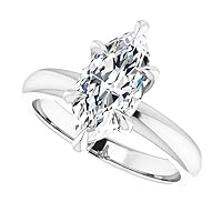 Mois 1 CT Marquise Cut Colorless Moissanite Engagement Ring Wedding/Bridal Ring, Diamond Ring, Anniversary Solitaire Accented Promise Vintage Antique 925 Sterling Silver Perfect Ring for Wife