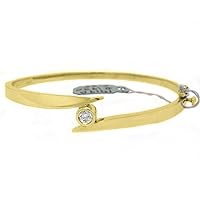 14k Yellow Gold .35 Carat Round Solitaire Diamond Bangle Bracelet