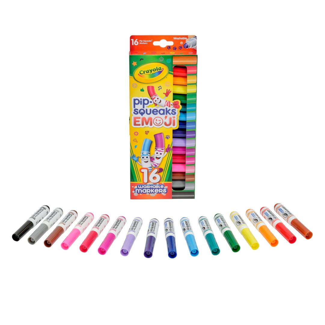 Crayola Emoji Stampers, Pip Squeaks Washable Markers, Gift for Boys & Girls, 16 Count