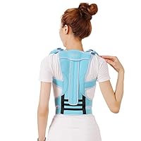 GMOIUJ Adjustable Posture Corrector Back Support Shoulder Lumbar Brace Support Corset Back Belt for Men Women Improve Shoulder Upper (Color : Blue, Size : Large-XL)