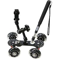 Vidpro SK-22 Professional Skater Dolly - Rolling Slider for DLSR Cameras & Camcorders Ideal for Low-Level Shooting & Panning 25 Lbs Capacity Smooth Rubber Wheels 7 Mounting Points & Extendable Handle