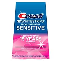 3D Whitestrips Sensitive At-home Teeth Whitening Kit, 18 Treatments, Gently Removes 15 Years of Stains