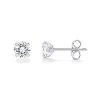 PAVOI 14K White Gold Solid Moissanite Stone Stud Earrings for Women | Dainty Solid Gold Stud Earrings | 5 Millimeters