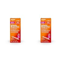 Amazon Basic Care Infants' Ibuprofen Oral Suspension Drops, 50 mg per 1.25 mL, Berry Flavor, for Minor Aches and Pains, Sore Throat, Headache Relief and More, 1 fl oz (Pack of 2)