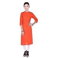Vihaan Impex Tunic Long Rayon A-Line Women Dress Partywear Kurti for Women Orange Top