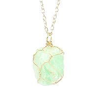 Nature Stone Pendant Necklace Crystal Fluorite Wire Wrapped Raw Gemstone Crystal Jewelry