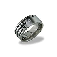 Newan Titanium Diamond Ring W Black Stripes 8mm Wide Wedding Band 4 Him & Her Choose your Color for Free!