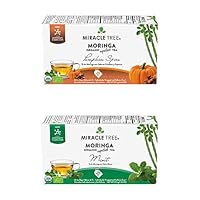Miracle Tree - Organic Moringa Superfood Tea, 2 Pack Bundle, 2x25 Individually Sealed Tea Bags (Pumpkin Spice, Mint)