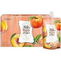 RAWEL Thingle Delicous Konjac Jelly 1box (130ml x 10packs) / 6 Calories per Pouch/Sugar Free/Low Calories/Fruit Flavor Jelly with Low carb/Drinkable Zero Sugar Jelly Dessert (Peach)