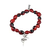 E B Evelyn Brooks Designs Ballerina Dancer Charm Birthday Gift - w/Meaningful Good Luck Huayruro Red/Black Seeds - Great Gifts for Mom, Daughter, Sister, Girlfriend