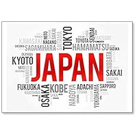 List of Cities in Japan, Word Cloud Collage, Travel Illustration Fridge Magnet