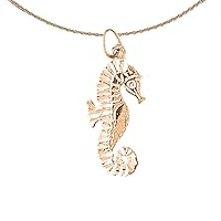 Seahorse Necklace | 14K Rose Gold Seahorse Pendant with 18