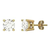 1.00 ct tw Natural Diamond Stud Earrings 14K Gold Push Back (K,I1)
