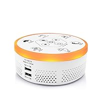 White Noise Sound Machine for Adults, Kids, and Babies. 4 in 1: 6 Natural Sounds, 2 USB Ports, Timer, 2 Night Light Modes. Portable for Home, Office, and Travel.